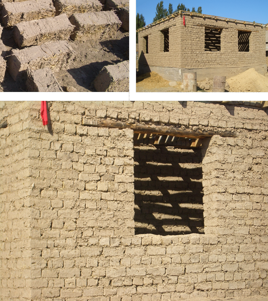 Casa de adobe no meio rural, exemplo de bioconstrução com materiais naturais como terra crua e palha.