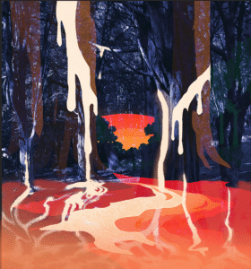 Aurora trágica em floresta devastada, referência a resistência indígenas - quilombolas e os ODS